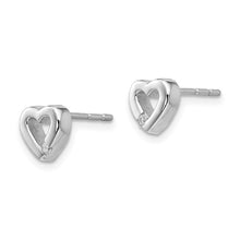 Load image into Gallery viewer, Sterling Silver Rhodium-plated Diamond Open Heart Post Earrings
