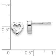 Load image into Gallery viewer, Sterling Silver Rhodium-plated Diamond Open Heart Post Earrings
