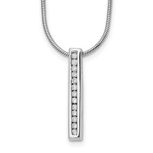 Load image into Gallery viewer, Sterling Silver Rhodium-plated 18&quot; Chanel-set Diamond Vertical Bar Necklace with 2&quot; Extender
