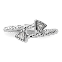 Load image into Gallery viewer, Sterling Silver Rhodium-plated Diamond Arrow Ring, Size 6-8
