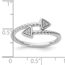 Load image into Gallery viewer, Sterling Silver Rhodium-plated Diamond Arrow Ring, Size 6-8
