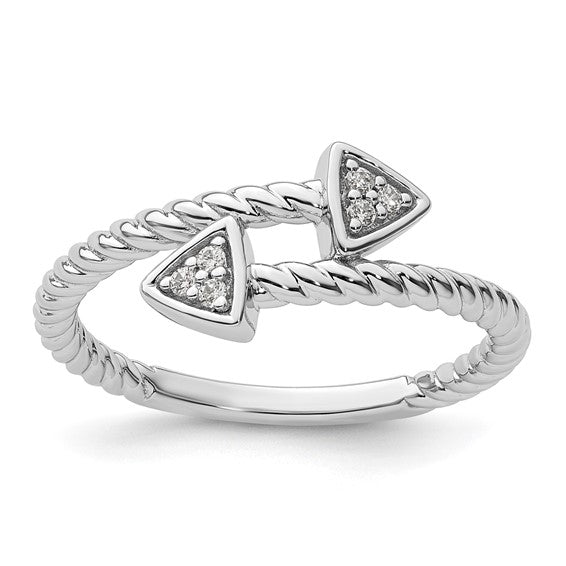 Sterling Silver Rhodium-plated Diamond Arrow Ring, Size 6-8