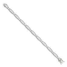 Load image into Gallery viewer, Sterling Silver Rhodium-plated Baguette and Round CZ 7&quot; Bracelet
