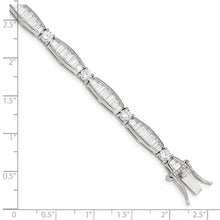 Load image into Gallery viewer, Sterling Silver Rhodium-plated Baguette and Round CZ 7&quot; Bracelet
