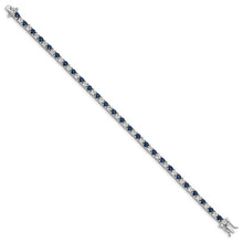 Load image into Gallery viewer, Sterling Silver Rhodium-plated Sapphire and White Topaz 7&quot; Tennis Bracelet
