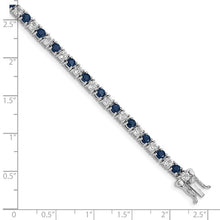 Load image into Gallery viewer, Sterling Silver Rhodium-plated Sapphire and White Topaz 7&quot; Tennis Bracelet
