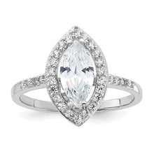 Load image into Gallery viewer, Sterling Silver Rhodium-plated Marquise Shape CZ Ring, Size 8
