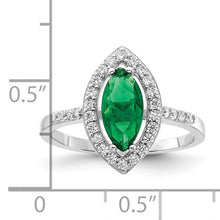 Load image into Gallery viewer, Sterling Silver Rhodium-plated Green and Clear CZ Ring, Size 7
