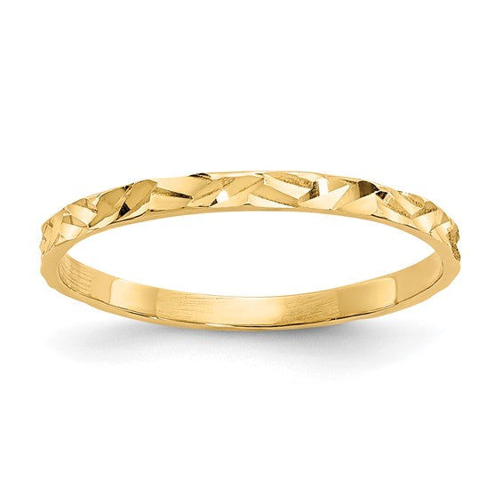 14K Yellow gold Diamond-cut Zig-Zag Design Band Childs Ring, Size 3