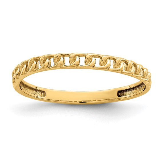 14K Yellow Gold Link Design Stackable Ring, Sizes 5-8