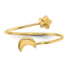 Load image into Gallery viewer, 14K Yellow Gold Polished Adjustable Moon and Star Ring
