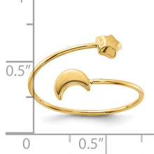 Load image into Gallery viewer, 14K Yellow Gold Polished Adjustable Moon and Star Ring
