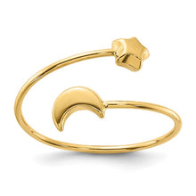 Load image into Gallery viewer, 14K Yellow Gold Polished Adjustable Moon and Star Ring
