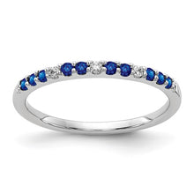 Load image into Gallery viewer, 10k White Gold 0.045ct Natural Diamond and Sapphire Band, Sizes 5-8
