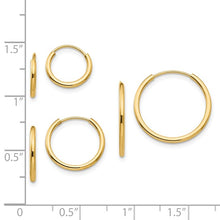 Load image into Gallery viewer, 14k Gold Madi K Endless Hoop 3 Pair Earring Set In Multiple Colors
