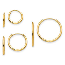 Load image into Gallery viewer, 14k Gold Madi K Endless Hoop 3 Pair Earring Set In Multiple Colors
