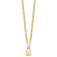 Load image into Gallery viewer, 14K Two-tone Fancy Link with Lock 18.25&quot; Necklace
