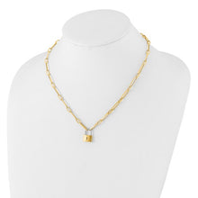 Load image into Gallery viewer, 14K Two-tone Fancy Link with Lock 18.25&quot; Necklace
