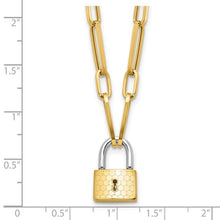 Load image into Gallery viewer, 14K Two-tone Fancy Link with Lock 18.25&quot; Necklace
