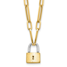 Load image into Gallery viewer, 14K Two-tone Fancy Link with Lock 18.25&quot; Necklace
