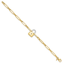 Load image into Gallery viewer, 14K Two-tone Paperclip Link with Lock 7.5&quot; Bracelet
