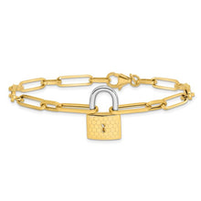 Load image into Gallery viewer, 14K Two-tone Paperclip Link with Lock 7.5&quot; Bracelet
