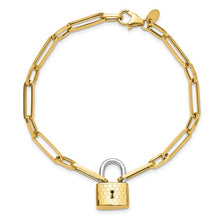 Load image into Gallery viewer, 14K Two-tone Paperclip Link with Lock 7.5&quot; Bracelet
