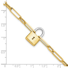 Load image into Gallery viewer, 14K Two-tone Paperclip Link with Lock 7.5&quot; Bracelet
