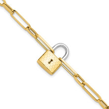 Load image into Gallery viewer, 14K Two-tone Paperclip Link with Lock 7.5&quot; Bracelet
