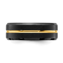 Load image into Gallery viewer, Chisel Stainless Steel Brushed and Polished Black and Yellow IP-plated 8mm Band - Size 10
