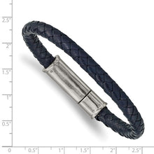 Load image into Gallery viewer, Chisel Stainless Steel Brushed Navy Blue Braided Leather 8.25 inch Bracelet
