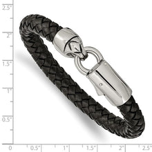 Load image into Gallery viewer, Chisel Stainless Steel Antiqued and Polished Black Braided Leather 8.25 inch Bracelet
