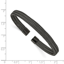 Load image into Gallery viewer, Chisel Stainless Steel Polished Black IP-plated 6mm Mesh Wire Cuff Bangle
