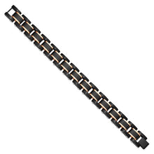 Load image into Gallery viewer, Chisel Stainless Steel Brushed and Polished Black and Rose IP-plated with Black Carbon Fiber Inlay 8.5 inch Link Bracelet
