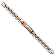 Load image into Gallery viewer, Chisel Stainless Steel Polished Brown IP-plated with .01ct Diamond 8.5&quot; Bracelet
