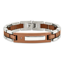 Load image into Gallery viewer, Chisel Stainless Steel Polished Brown IP-plated with .01ct Diamond 8.5&quot; Bracelet
