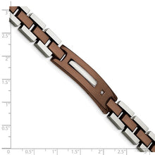 Load image into Gallery viewer, Chisel Stainless Steel Polished Brown IP-plated with .01ct Diamond 8.5&quot; Bracelet
