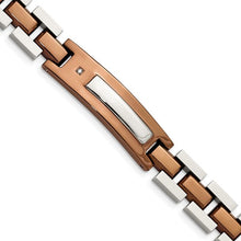 Load image into Gallery viewer, Chisel Stainless Steel Polished Brown IP-plated with .01ct Diamond 8.5&quot; Bracelet
