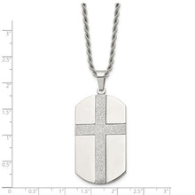 Load image into Gallery viewer, Chisel Stainless Steel Polished Laser Cut Cross Dog Tag on a 24&quot; Rope Chain Necklace
