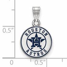 Load image into Gallery viewer, Sterling Silver Rhodium-plated MLB LogoArt Houston Astros Circle Small Enameled Pendant
