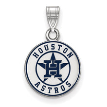 Load image into Gallery viewer, Sterling Silver Rhodium-plated MLB LogoArt Houston Astros Circle Small Enameled Pendant
