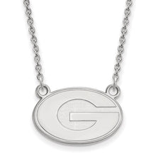 Load image into Gallery viewer, Sterling Silver Rhodium-plated LogoArt University of Georgia Letter G Small Pendant 18 inch Necklace
