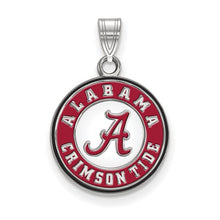 Load image into Gallery viewer, Sterling Silver Rhodium-plated LogoArt University of Alabama Crimson Tide Medium Enameled Disc Pendant
