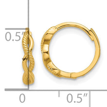 Load image into Gallery viewer, 14K Yellow Gold Polished and Textured Braided Hinged Hoop Earrings
