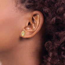 Load image into Gallery viewer, 14k Yellow Gold and Rhodium Mini Daisy Post Earrings
