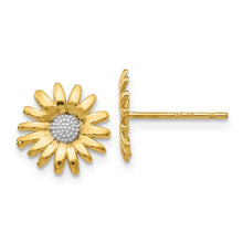 Load image into Gallery viewer, 14k Yellow Gold and Rhodium Mini Daisy Post Earrings
