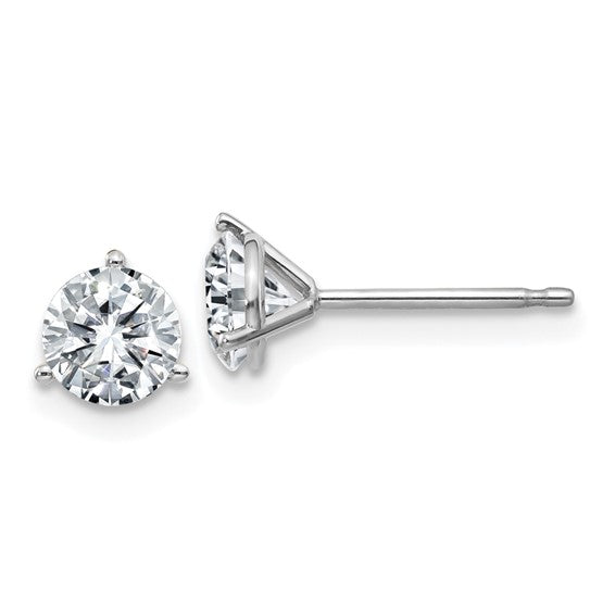 14k White Gold 1cttw Moissanite 3-Prong Martini Post Earring