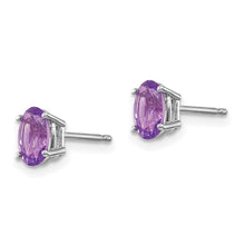 Load image into Gallery viewer, 14k White Gold 0.84ct Oval Amethyst Post Earrings
