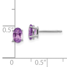 Load image into Gallery viewer, 14k White Gold 0.84ct Oval Amethyst Post Earrings
