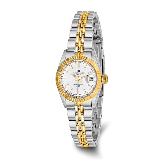 Ladies Charles Hubert Two-tone Stainless Band Silver-White Dial Watch